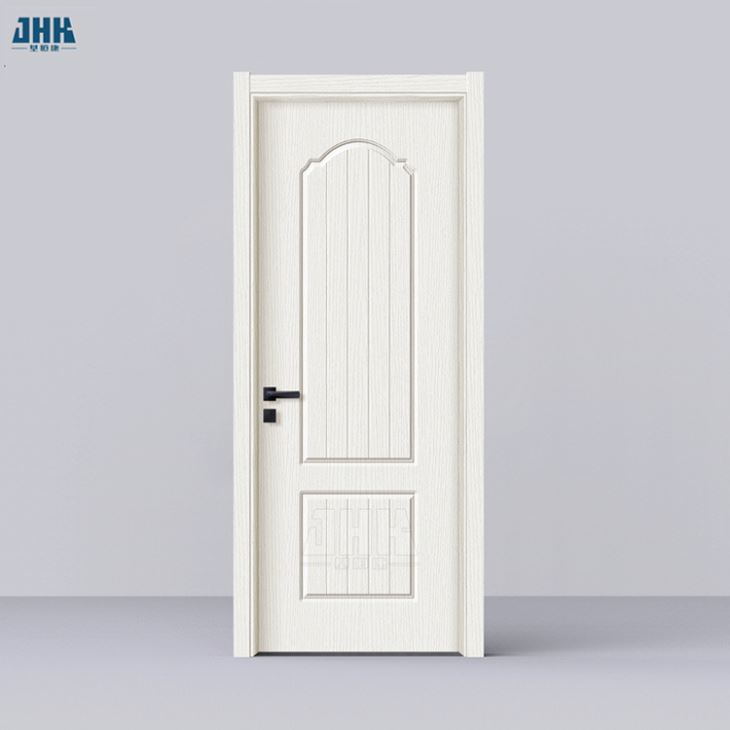 Porta com dobradiça de painel único de PVC de cor de madeira, designs de porta laminados