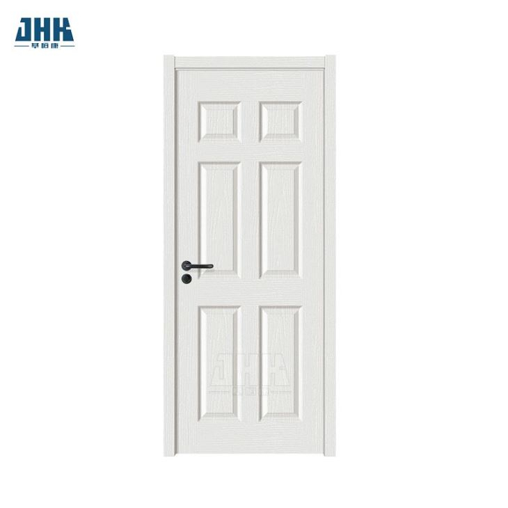 Porta de MDF branco pré-pendurado em estilo popular América 2018, porta clássica de 6 painéis